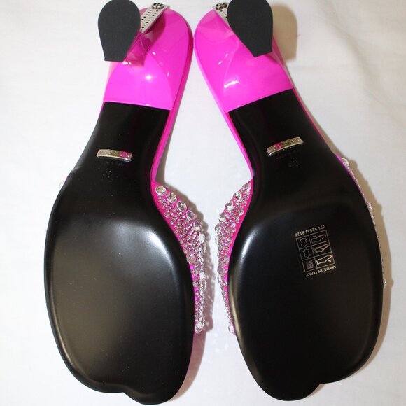 NWB Gucci Jeweled Beaded Raso Seta Fuchsia Heels Sandals 40 749663 - Picture 9 of 10